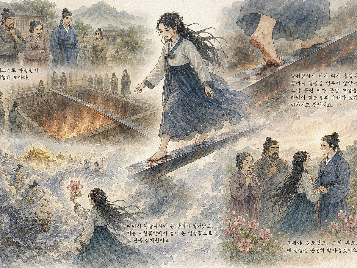 자청비 4화 · 칼선다리와 하늘나라 난